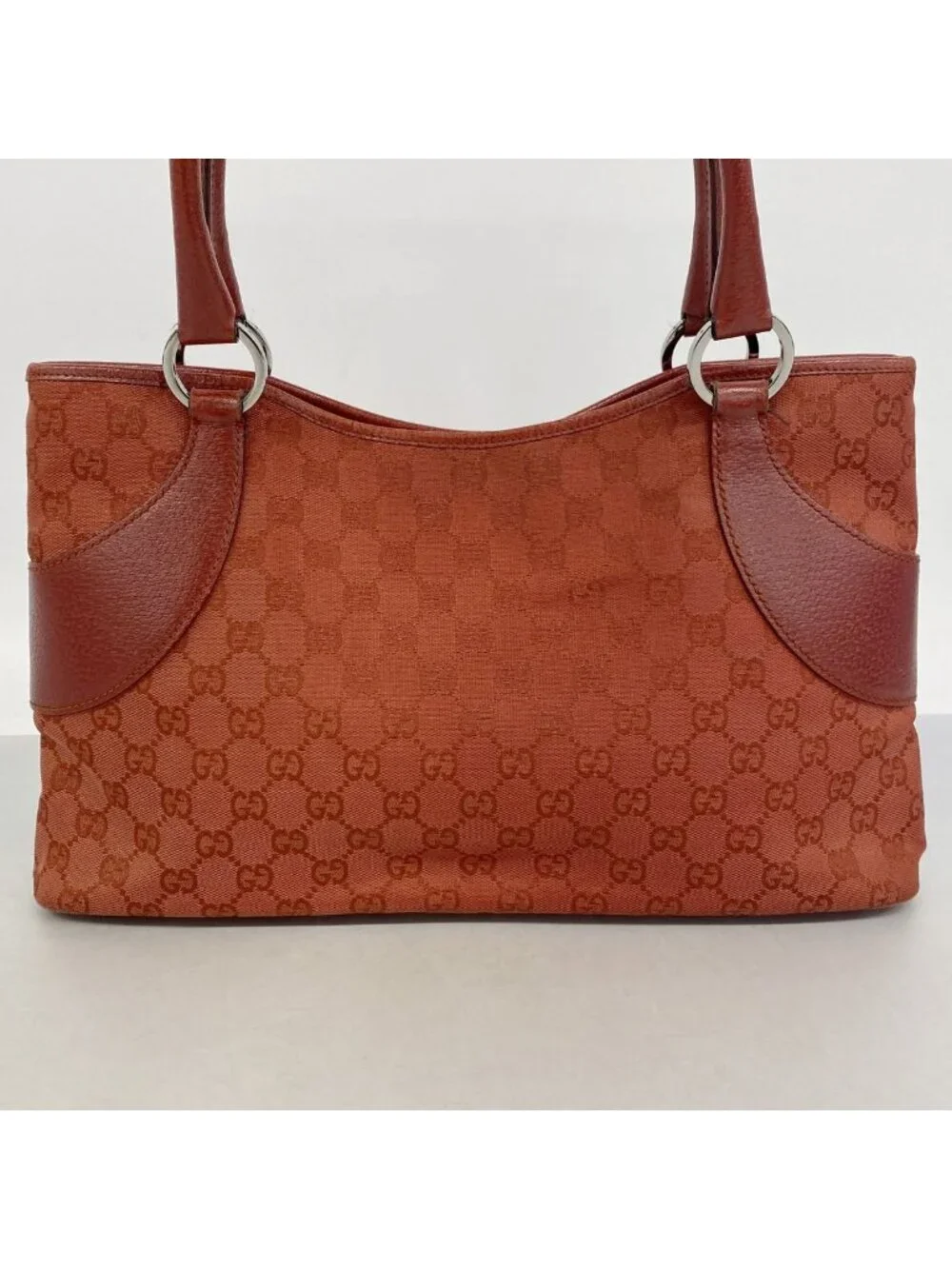 Gucci Tote Bag GG Canvas Red Silver